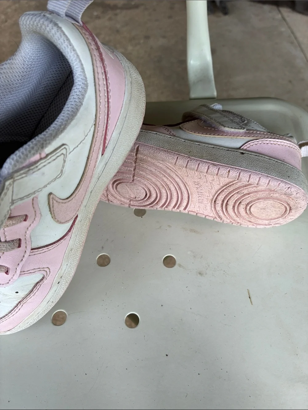 Nike Kids Pink and White Velcro Sneakers
